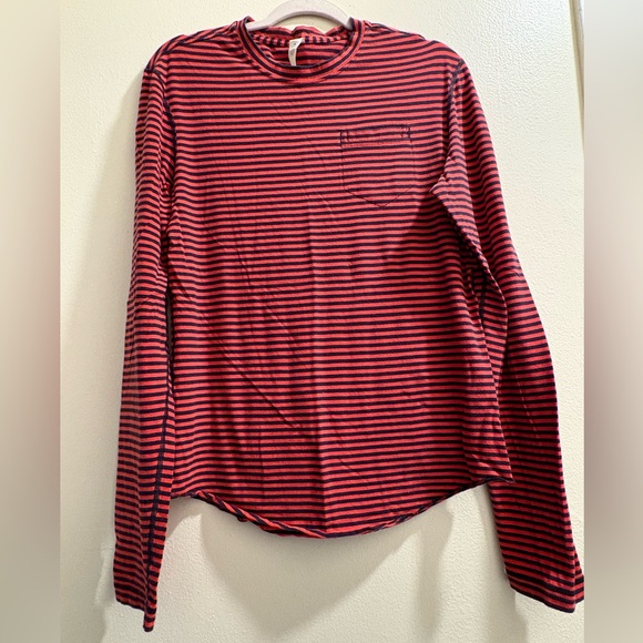 lululemon athletica Tops - lululemon athletica Red and Black Striped Long Sleeve Tee